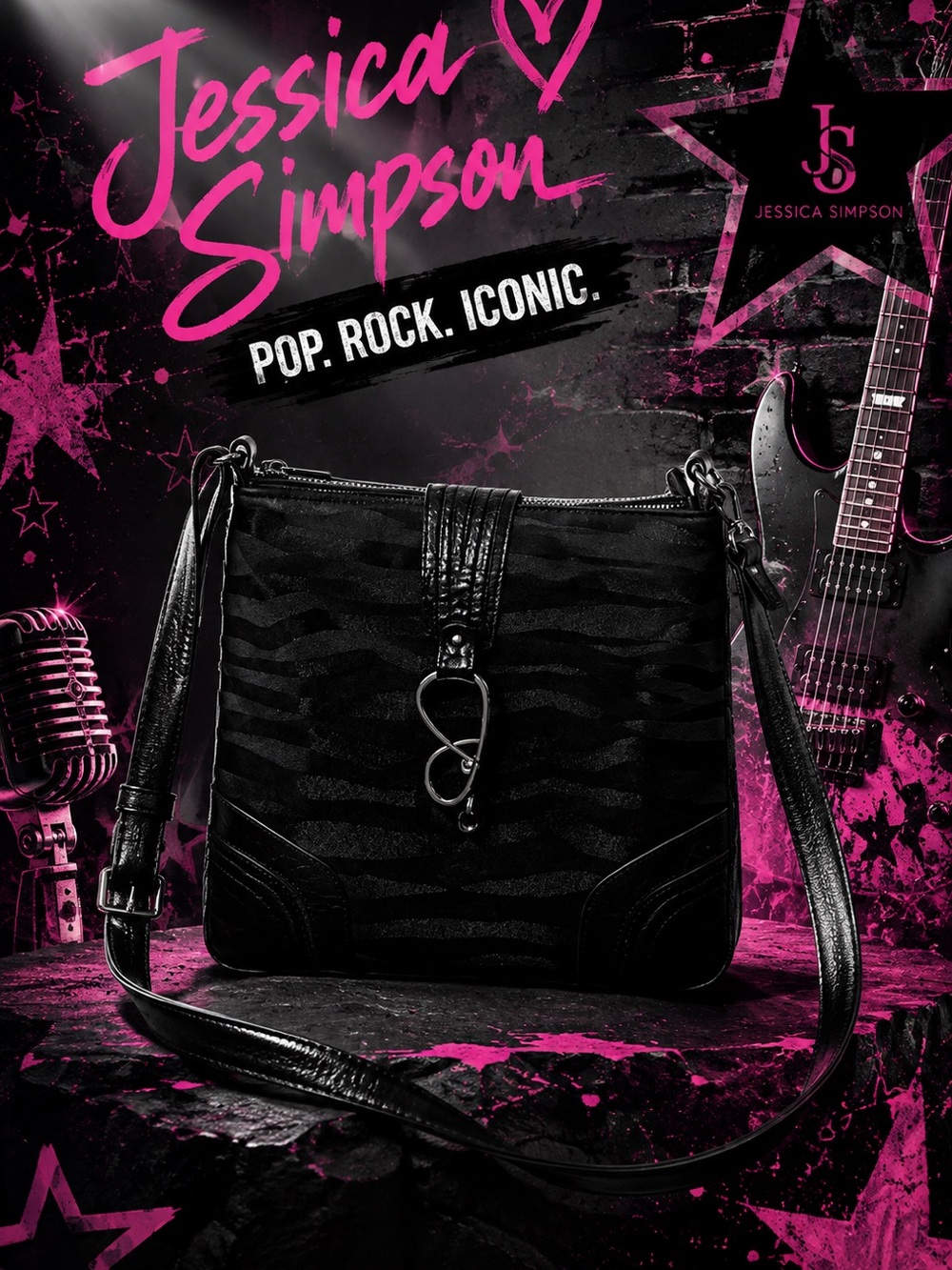 Jessica Simpson | Black Textured Crossbody Bag with Gunmetal Hardware